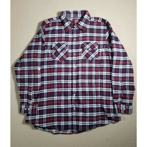 SGR Shirt Mens Big 1X Plus Long Sleeve Plaid Red Regular Fit Cotton Pockets